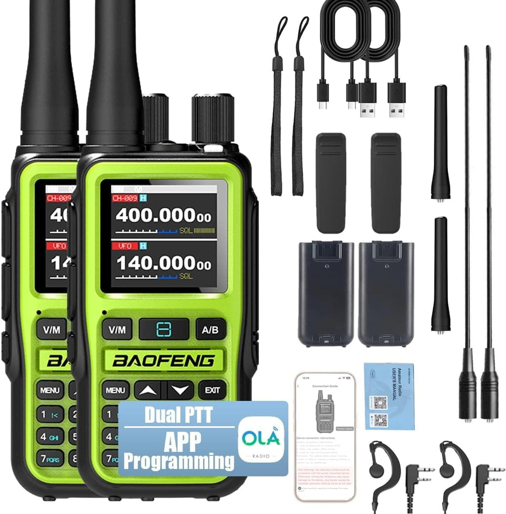 aofeng Radio UV-5R Mini Ham Radio Dual PTT APP Programming Long Range Two Way Radio NOAA Weather Radio Copy Frequency 999CH Survival Radio with Type-C Charging
