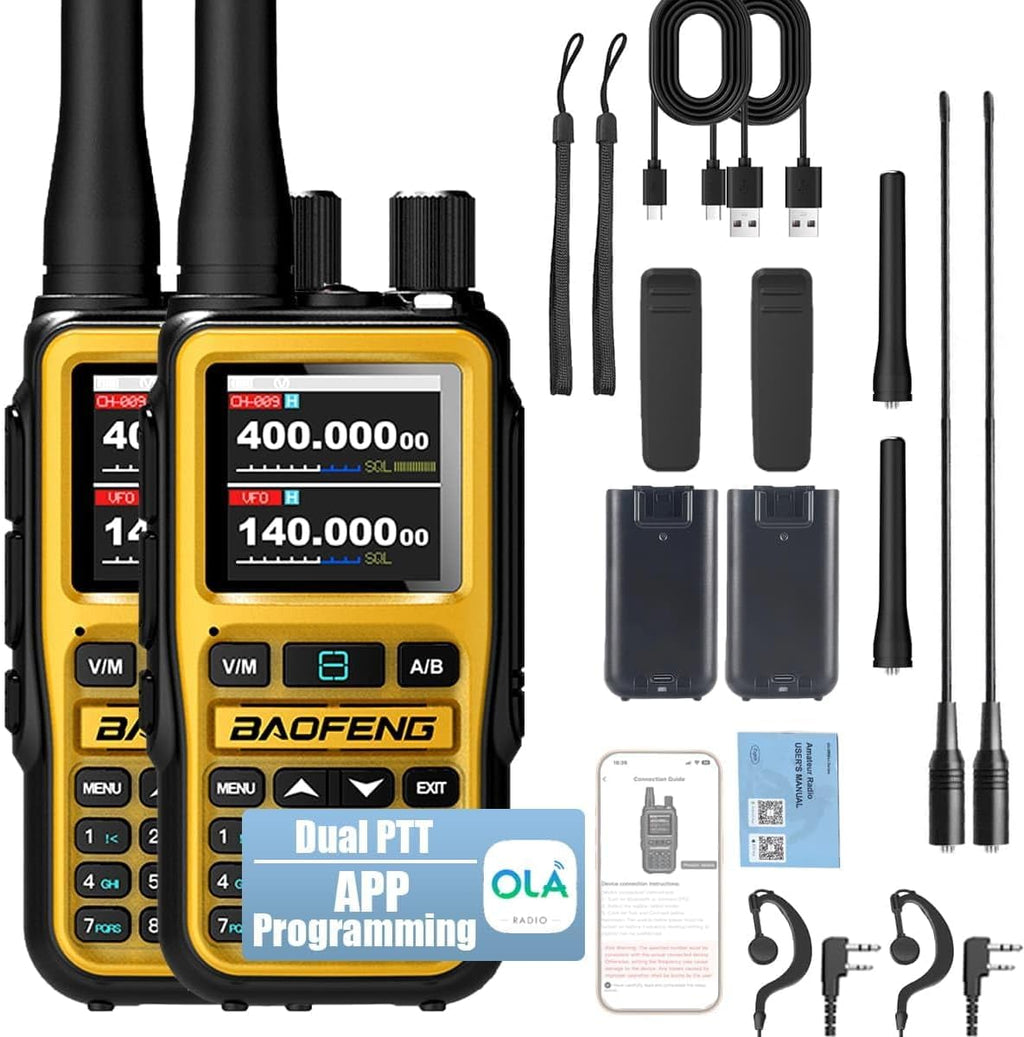 aofeng Radio UV-5R Mini Ham Radio Dual PTT APP Programming Long Range Two Way Radio NOAA Weather Radio Copy Frequency 999CH Survival Radio with Type-C Charging