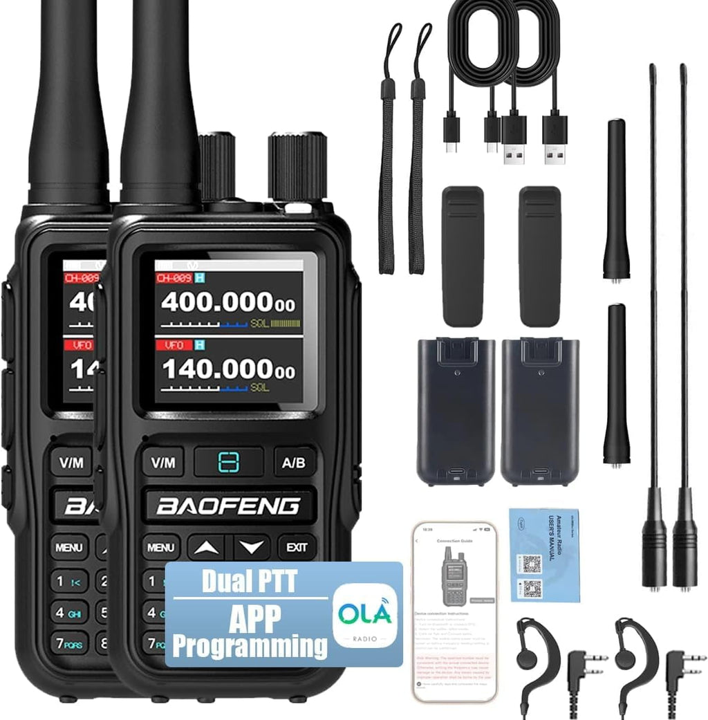 aofeng Radio UV-5R Mini Ham Radio Dual PTT APP Programming Long Range Two Way Radio NOAA Weather Radio Copy Frequency 999CH Survival Radio with Type-C Charging